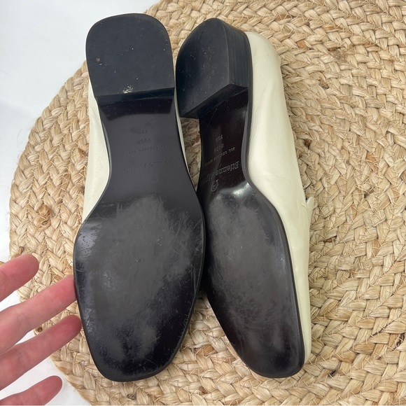 Vintage Etienne Aigner Bone White Leather Square Toe Loafers 7.5 Made in Spain - Picture 9 of 13